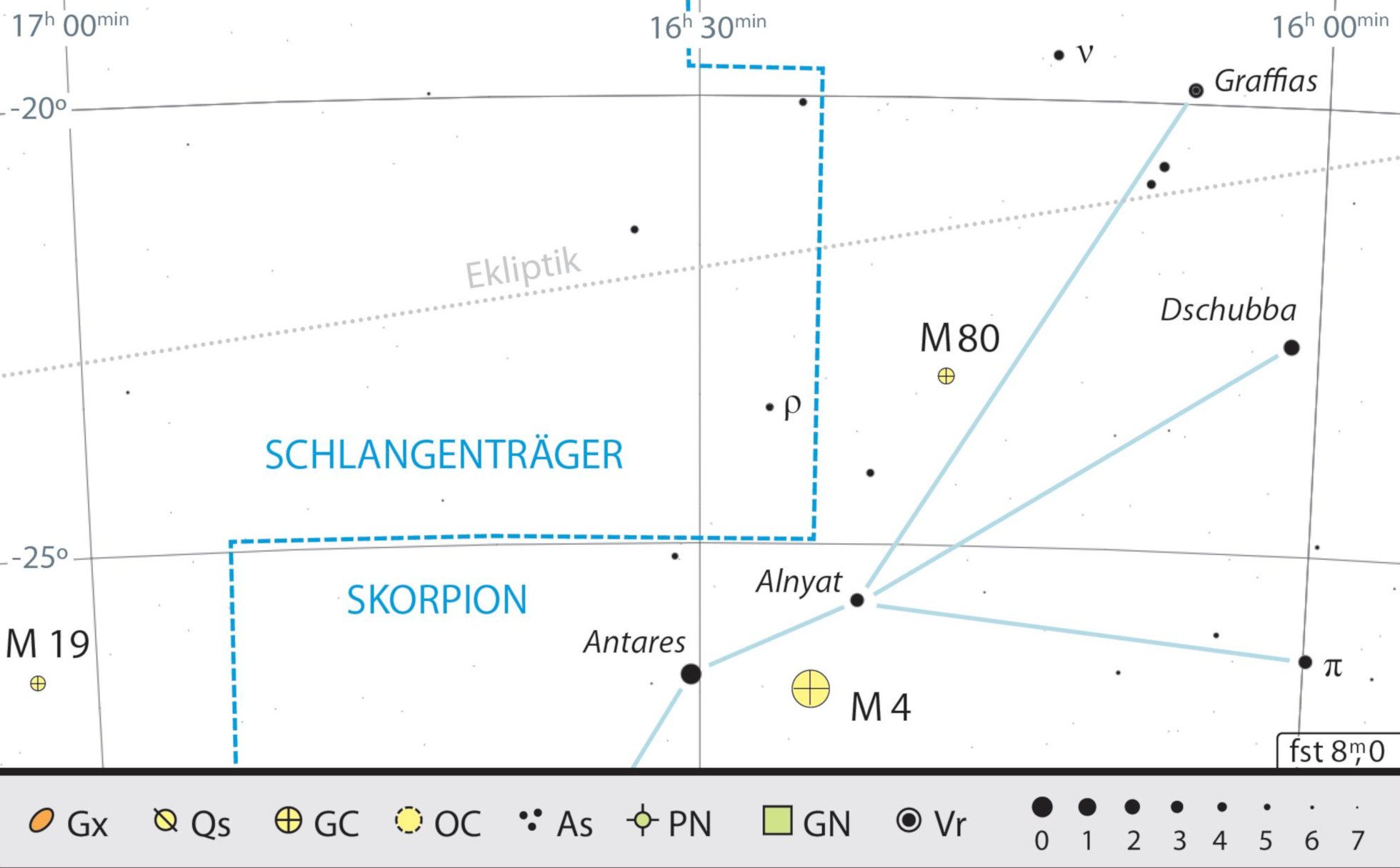 Mappa celeste per ν Scorpii e M4. Kai v. Schauroth