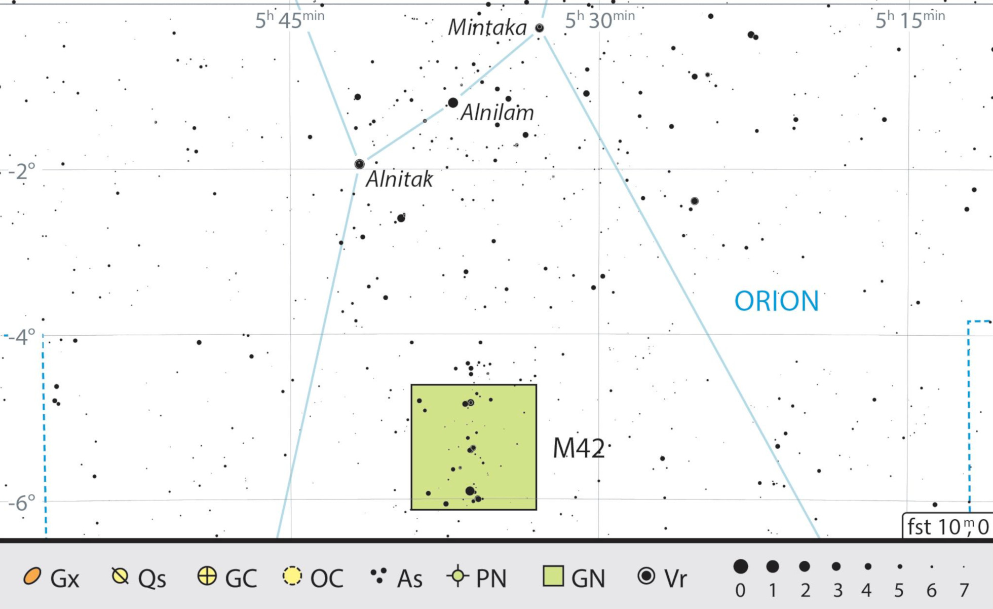 La nebulosa M42 nella costellazione di Orione. J. Scholten