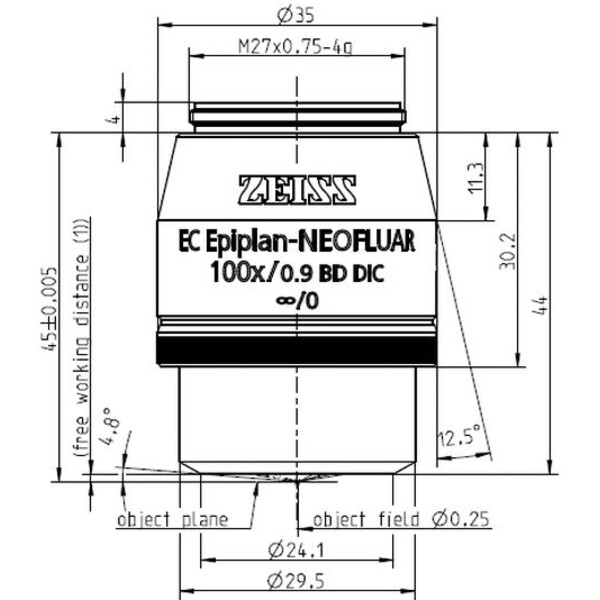 ZEISS Obiettivo Objektiv EC Epiplan-Neofluar 100x/0,9 HD DIC wd=1.0mm