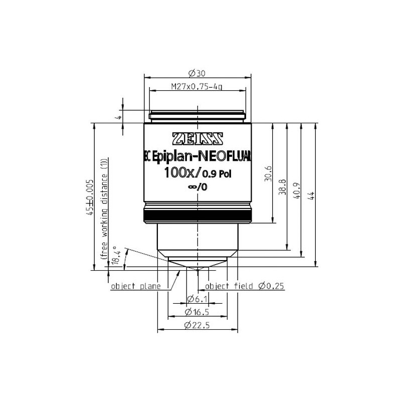 ZEISS Obiettivo Objektiv EC Epiplan-Neofluar 100x/0,9 Pol wd=1.0mm